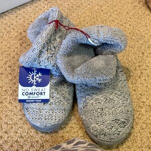 Gray Knit Slipper Boots